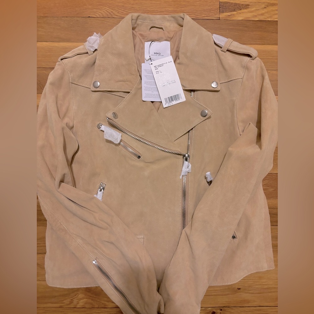 NWT Mango Suede Leather Moto Jacket
